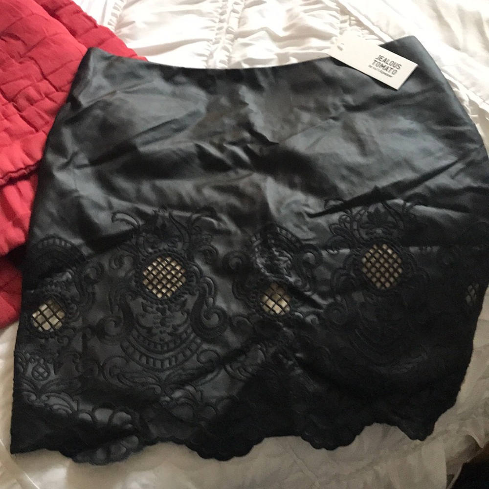 NWT Black mini skirt lace detail